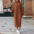 Hesper — Women's Turtleneck Knit Maxi Dress
