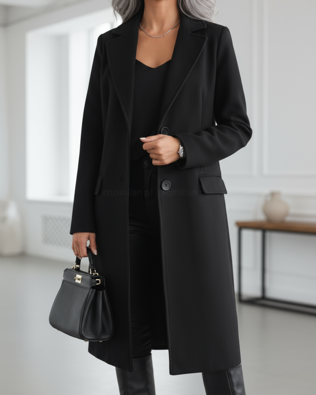 Ulrike — Women’s Single-Breasted Flap-Pocket Long Coat