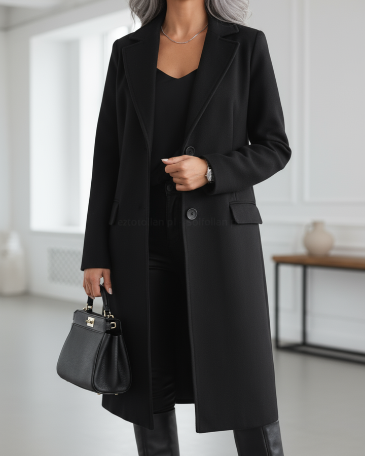 Ulrike — Women’s Single-Breasted Flap-Pocket Long Coat