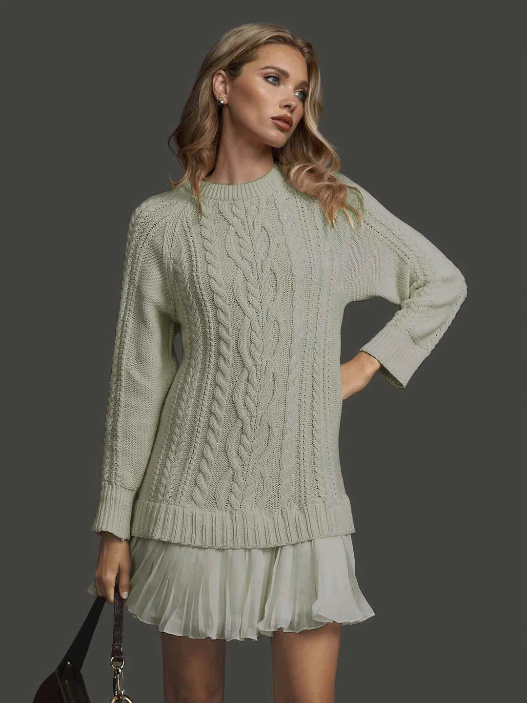 Wilda — Women’s Cable-Knit Pleated-Hem Dress