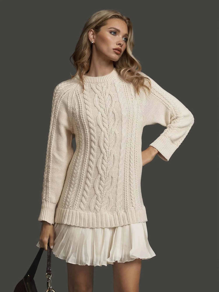 Wilda — Women’s Cable-Knit Pleated-Hem Dress