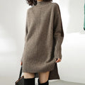 Thalia — Women’s Dropped-Shoulder Turtleneck Knit Dress