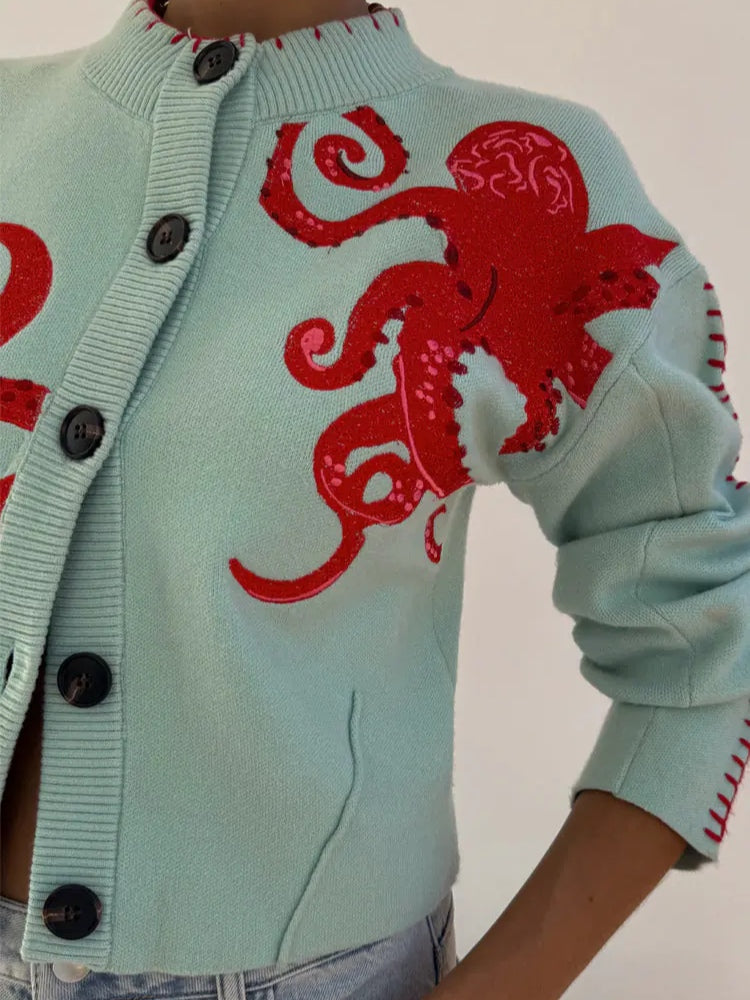 Wisteria — Octopus Pattern Knit Cardigan