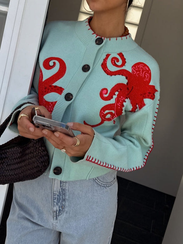 Wisteria — Octopus Pattern Knit Cardigan