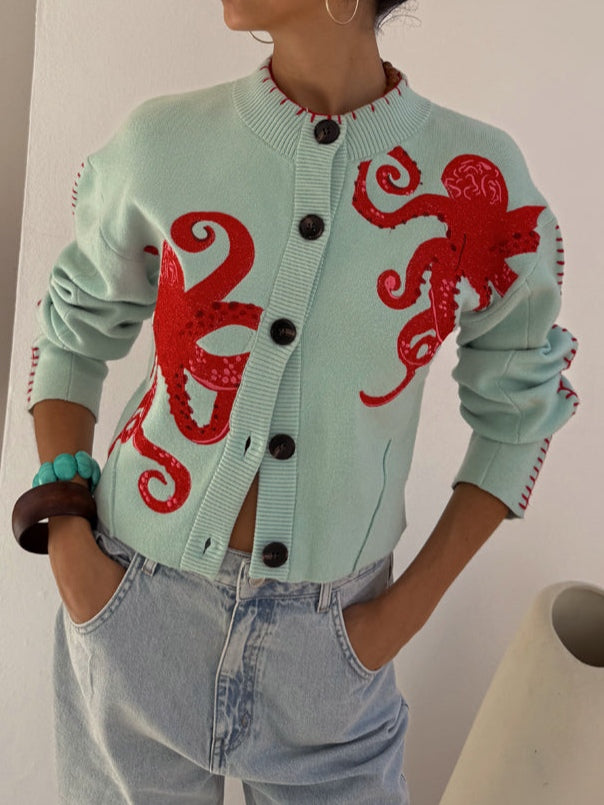 Wisteria — Octopus Pattern Knit Cardigan