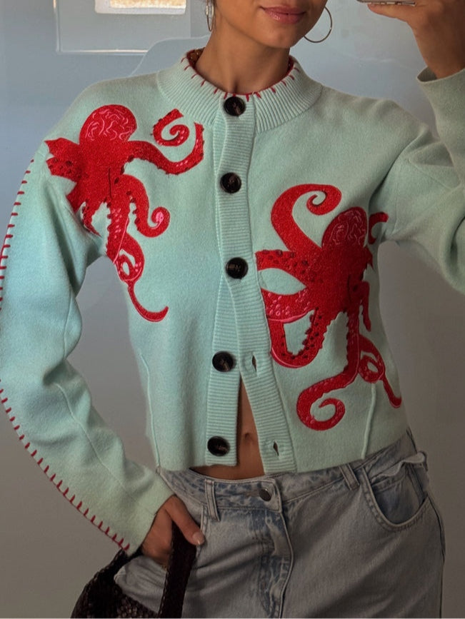 Wisteria — Octopus Pattern Knit Cardigan