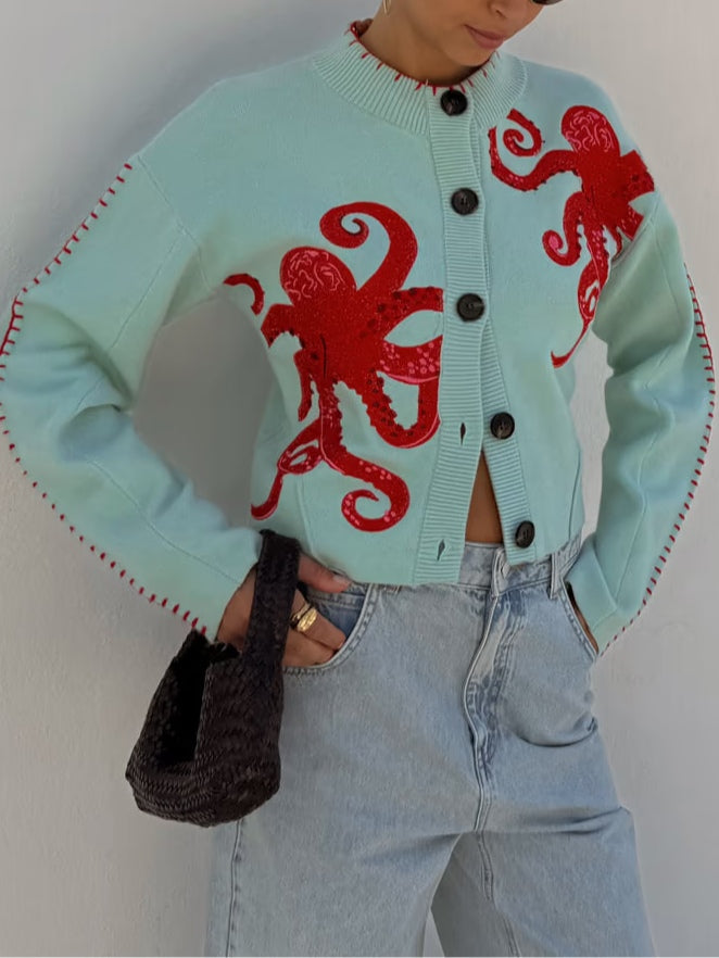 Wisteria — Octopus Pattern Knit Cardigan