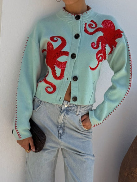 Wisteria — Octopus Pattern Knit Cardigan