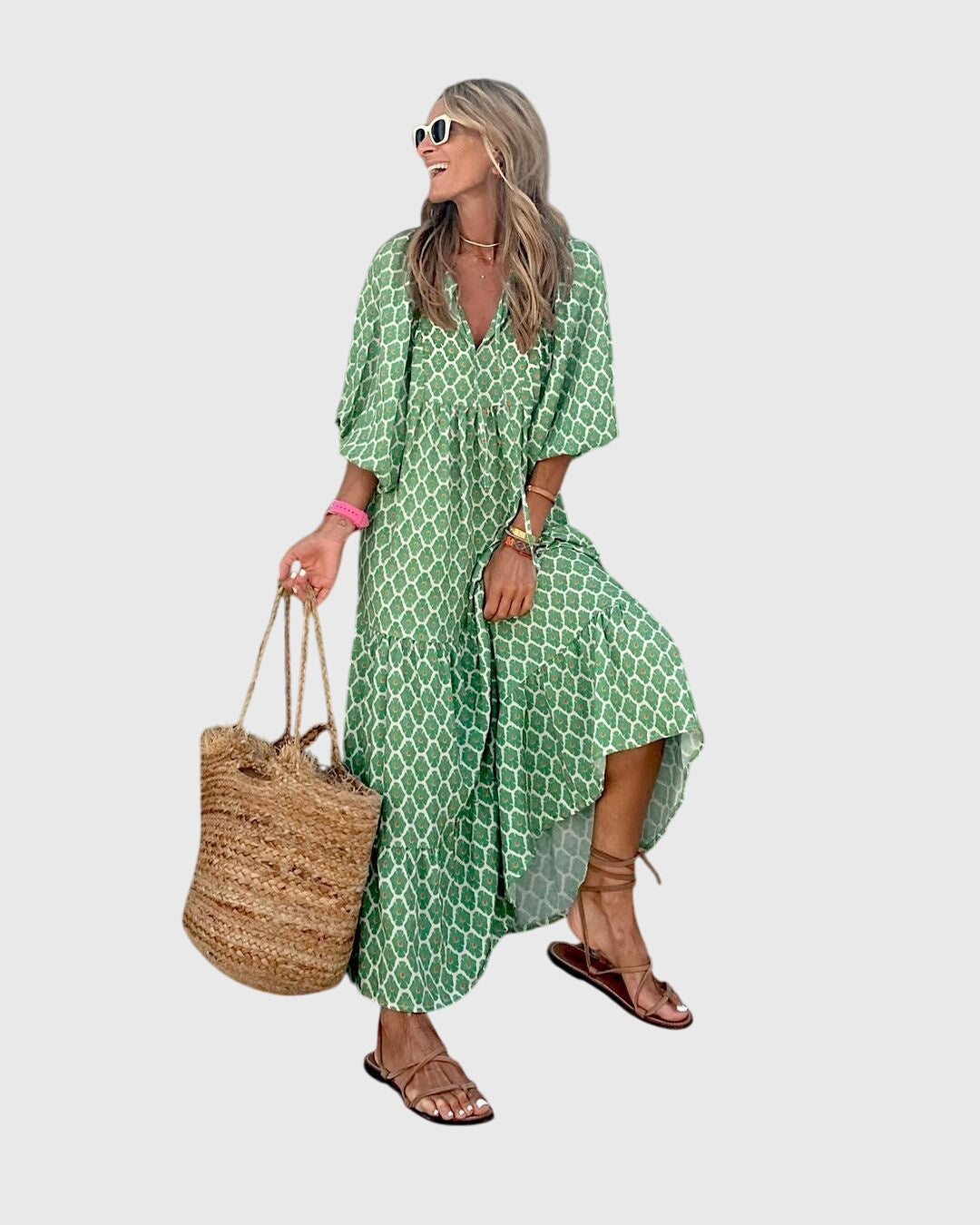 Selina — Boho-Print Maxi Dress