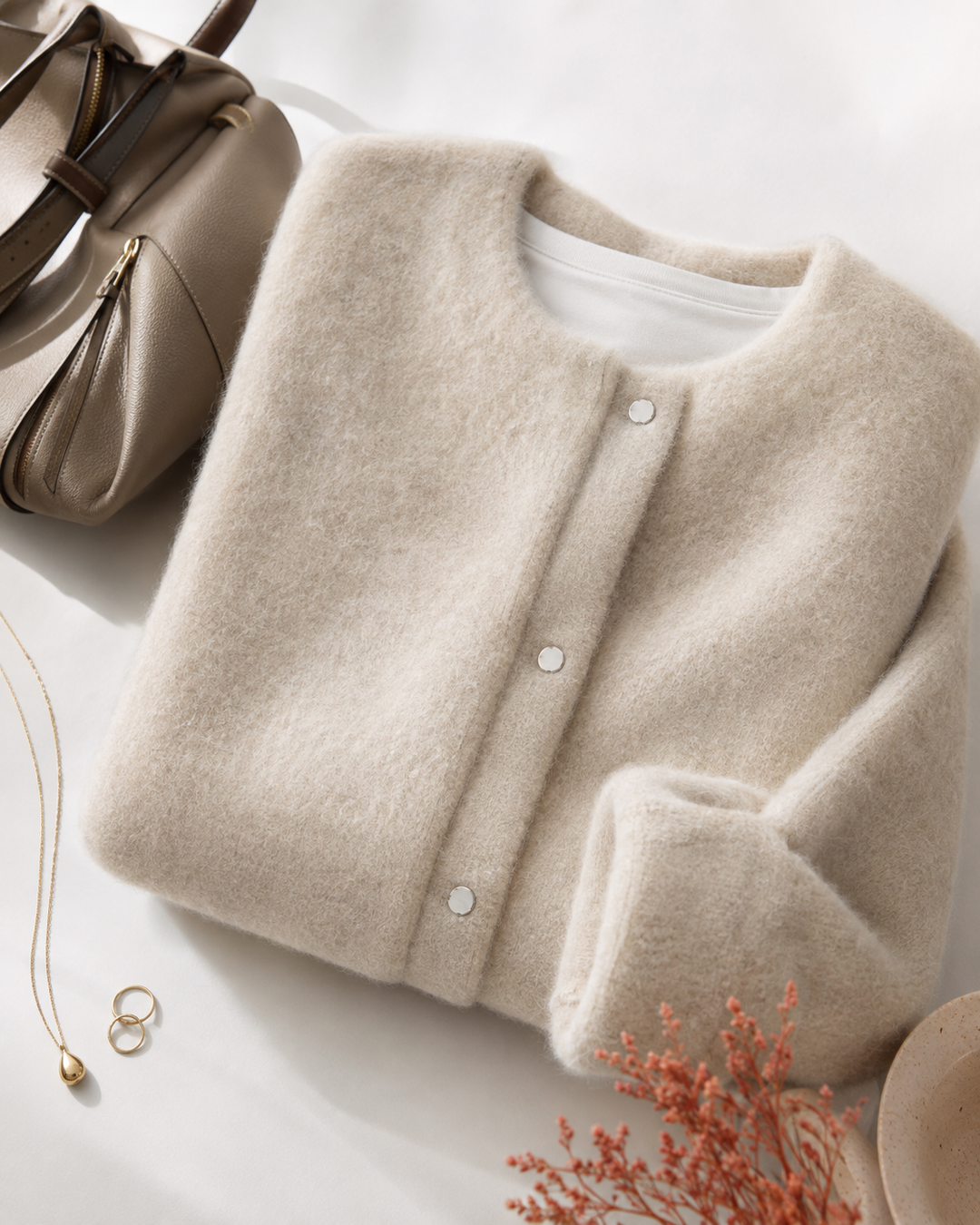 Aurelia — Draped Open-Front Wool Cardigan