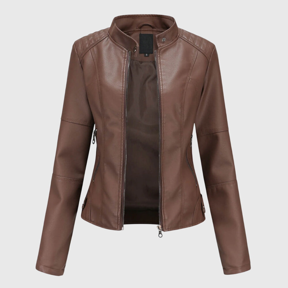 Marcella — Faux Leather Biker Jacket