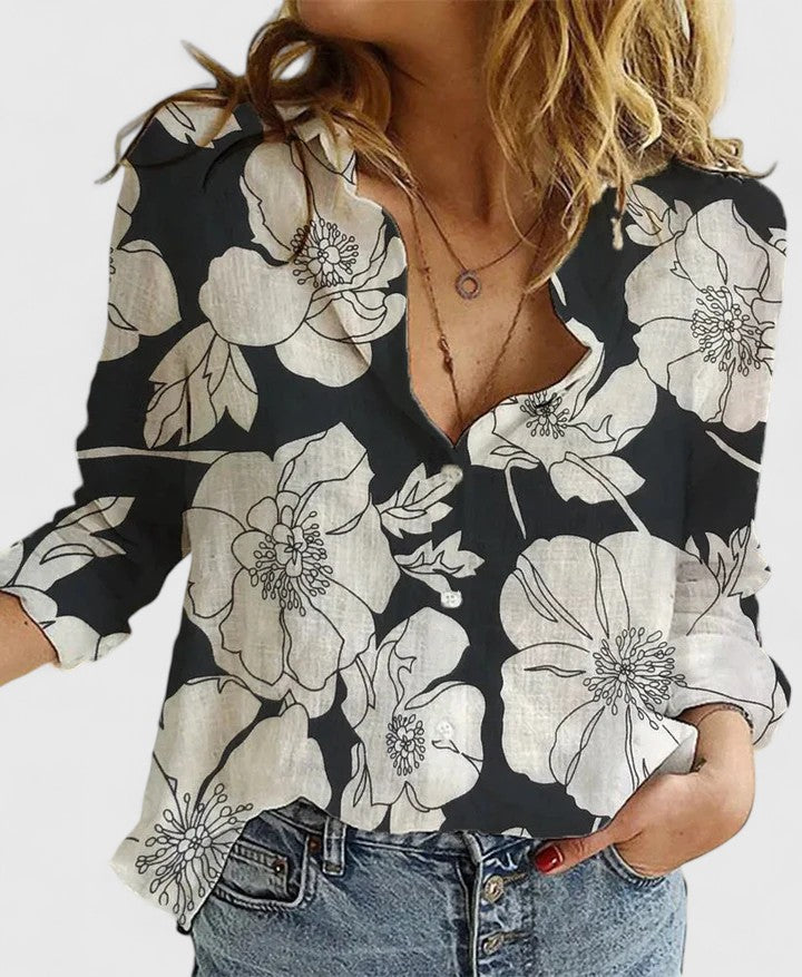 Olwen — Cotton-Linen Button-Down Blouse