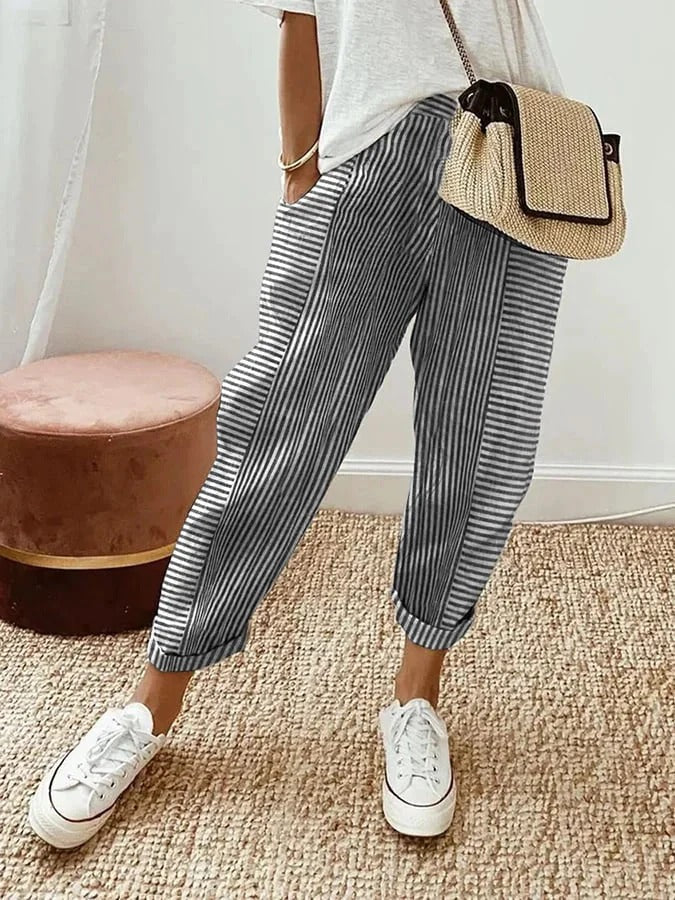 Steffi — Striped Cropped Trousers