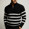Saul — Striped Ribbed Zip Sweater
