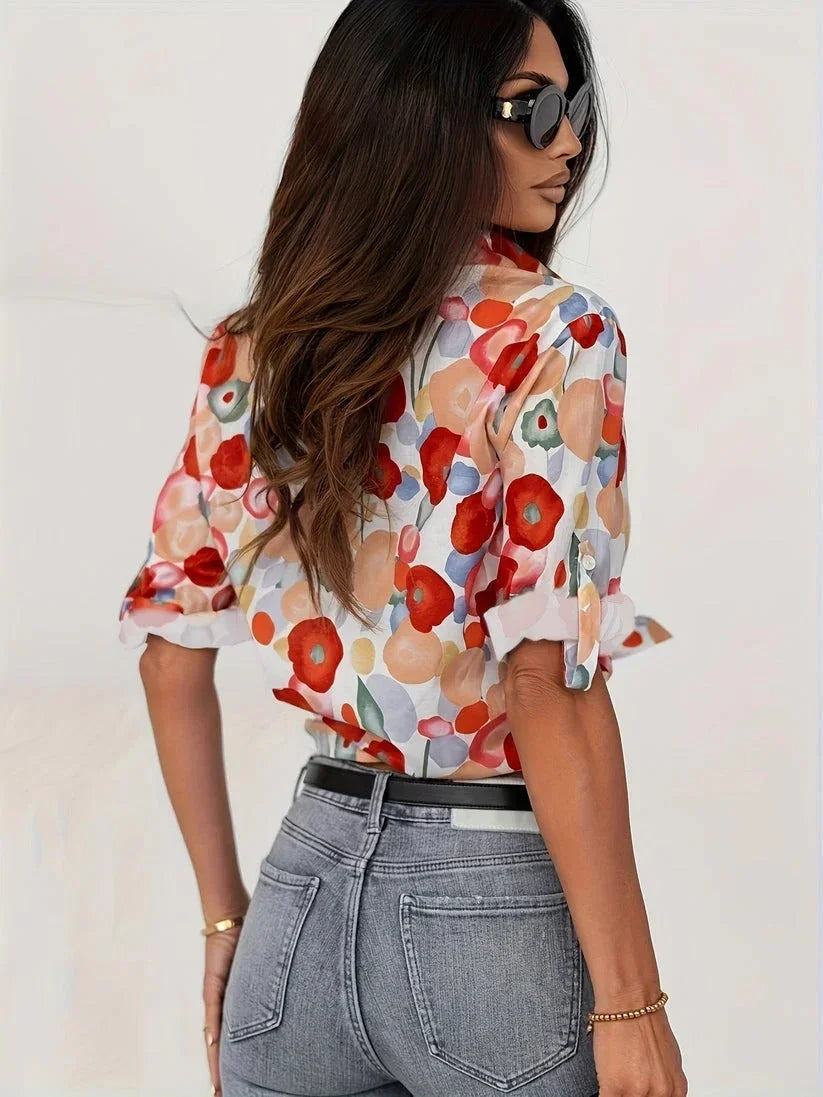 Saffi — Long-Sleeve Colourful Floral Blouse