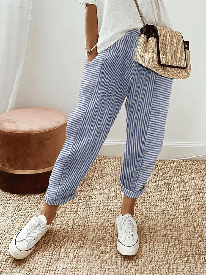 Steffi — Striped Cropped Trousers