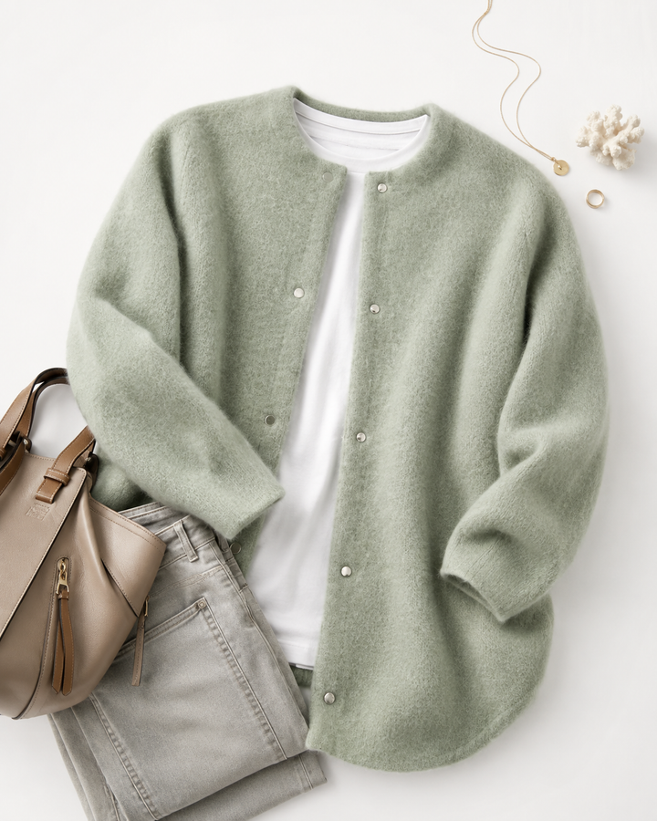 Aurelia — Draped Open-Front Wool Cardigan