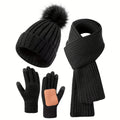 Marta Rose — Women's Knit Hat, Scarf and Gloves Set