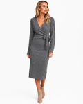 Helena — Wrap-Front Ribbed Knit Midi Dress
