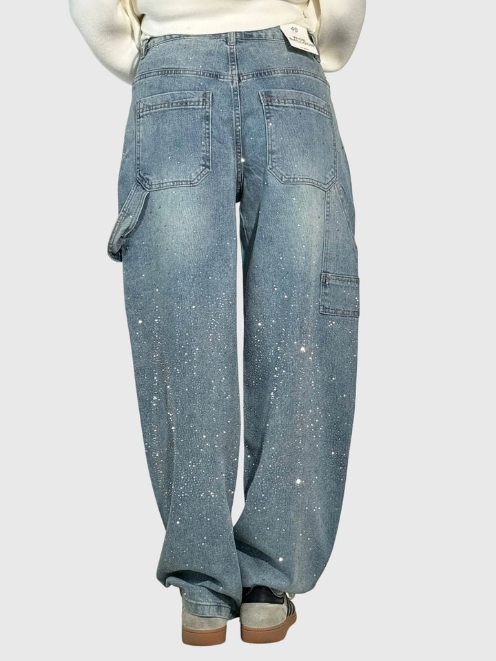 Kimberly — Embellished Wide-Leg Jeans