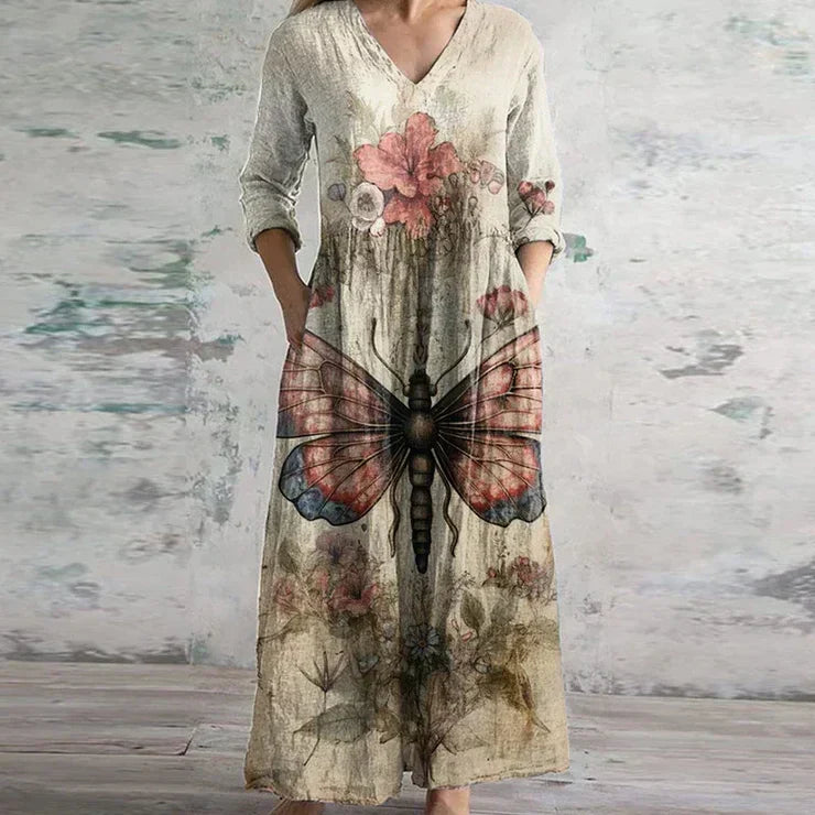 Marisole — Patchwork Long-Sleeve Maxi Dress