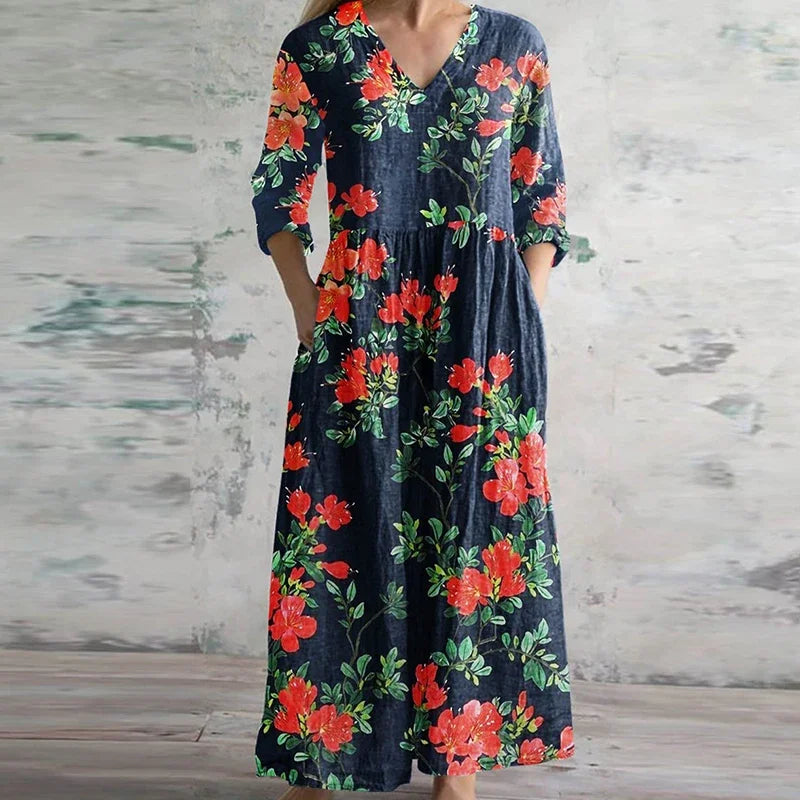 Marisole — Patchwork Long-Sleeve Maxi Dress