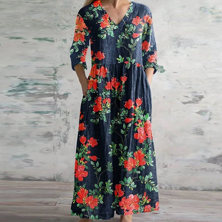 Marisole — Patchwork Long-Sleeve Maxi Dress