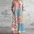 Marisole — Patchwork Long-Sleeve Maxi Dress