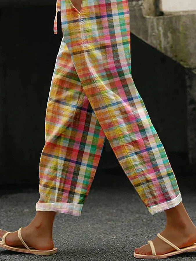Halle — Check Pattern Cropped Trousers