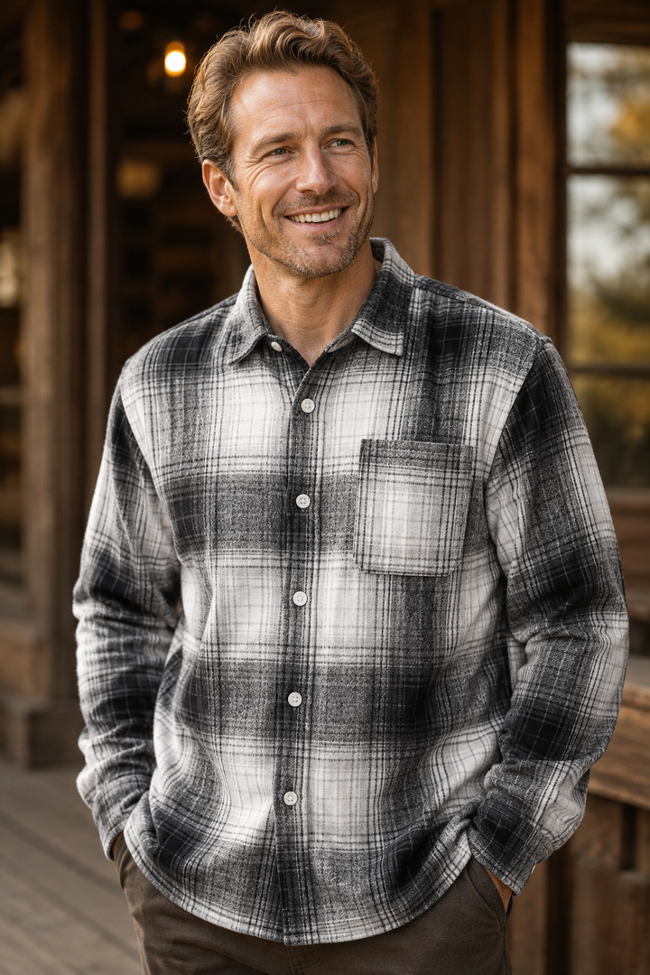 Ellis — Men’s Oversized Brushed Check Shirt