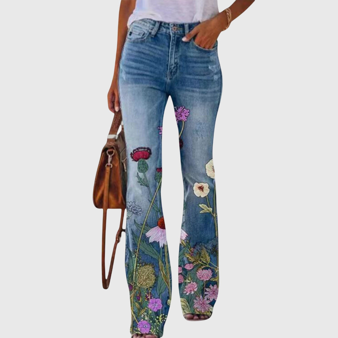 Wilhelmina Rose — Floral Button-Detail Trousers