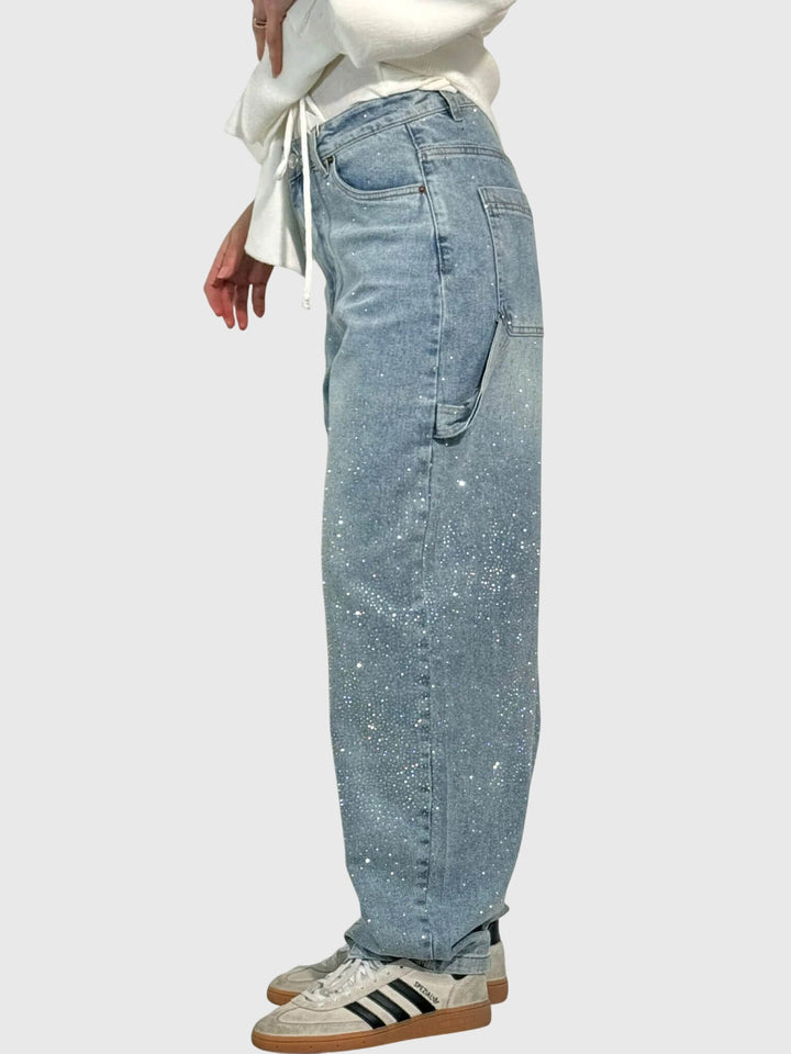 Kimberly — Embellished Wide-Leg Jeans