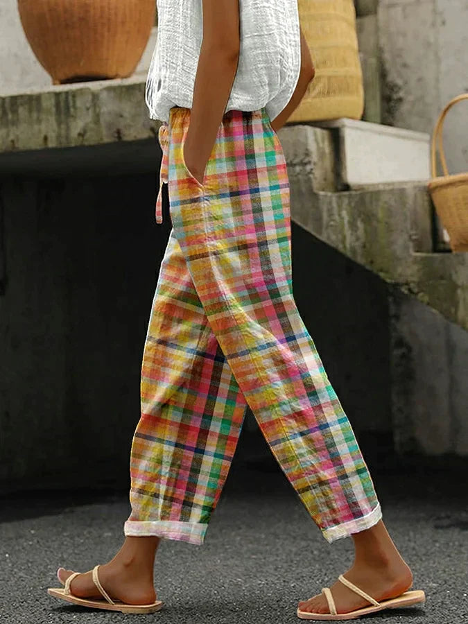 Halle — Check Pattern Cropped Trousers
