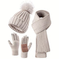 Marta Rose — Women's Knit Hat, Scarf and Gloves Set