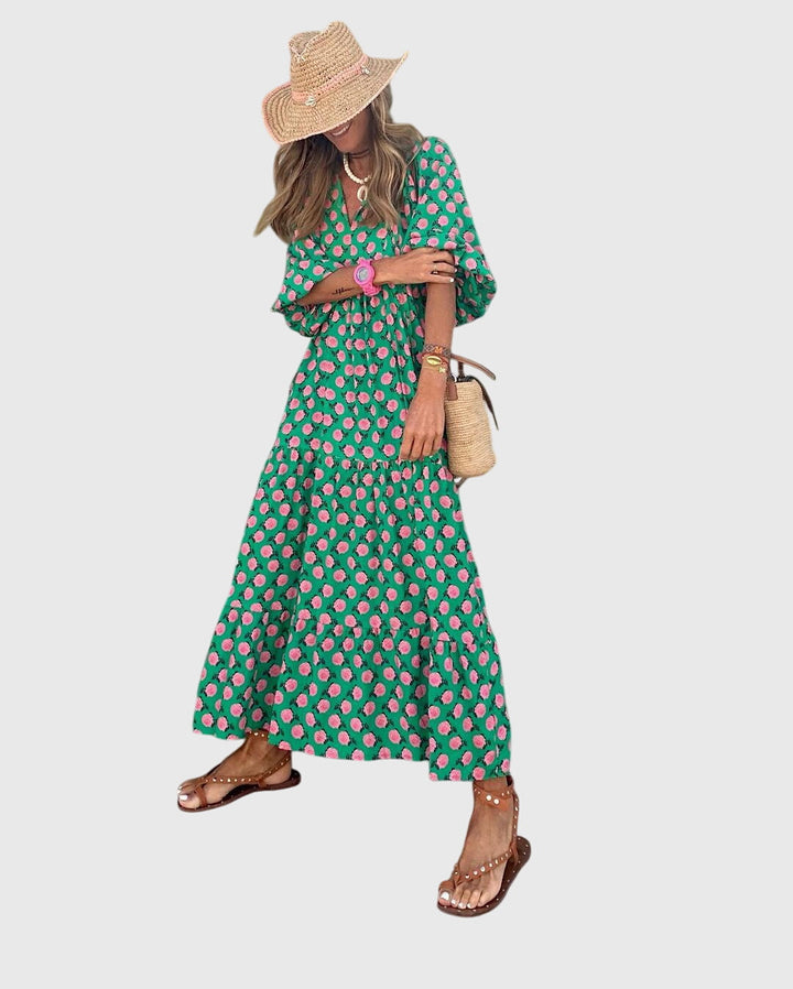 Selina — Boho-Print Maxi Dress