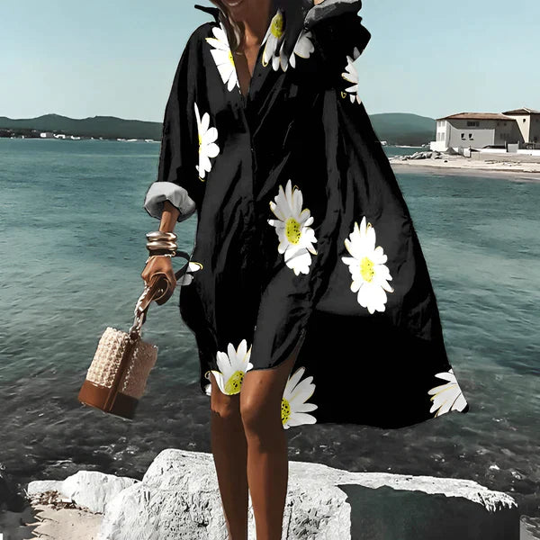 Leni — Long-Sleeve Printed Knee Dress