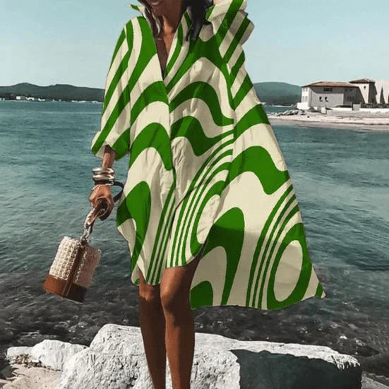 Leni — Long-Sleeve Printed Knee Dress