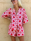 Rosalind Pink — Geometric Shirt & Shorts Co-Ord