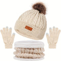 Nesta Rose — Women's Knit Hat, Gloves and Snood Set