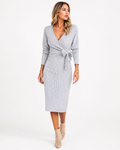 Helena — Wrap-Front Ribbed Knit Midi Dress