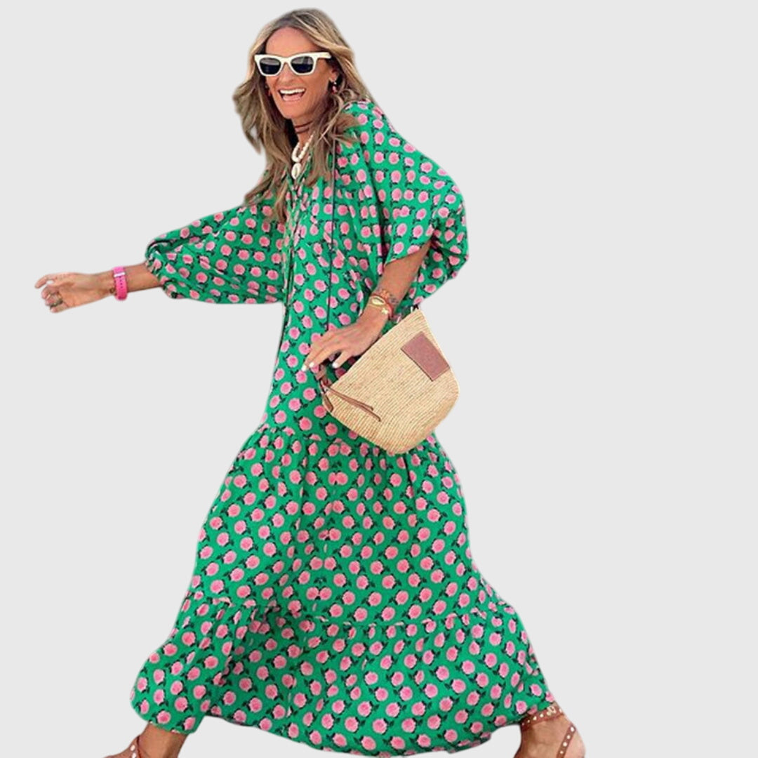 Selina — Boho-Print Maxi Dress