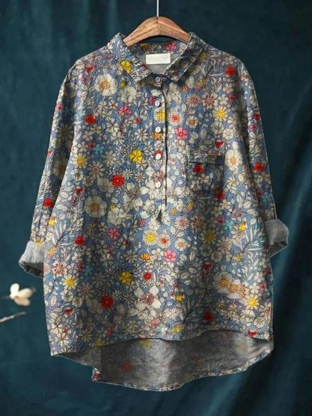 Marigold Rose — Button-Up Floral Blouse