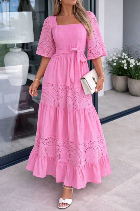 Danae — Belted A-Line Maxi Dress