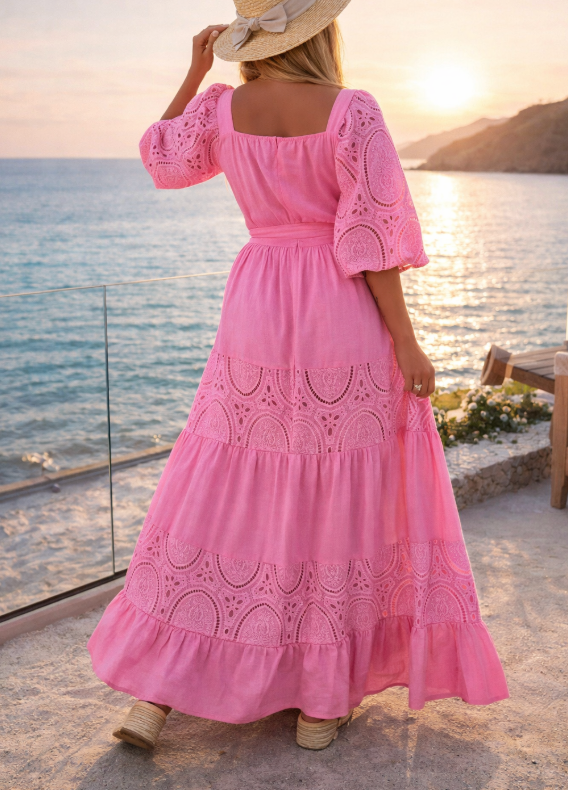 Danae — Belted A-Line Maxi Dress