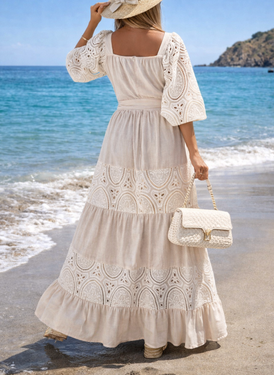 Danae — Belted A-Line Maxi Dress