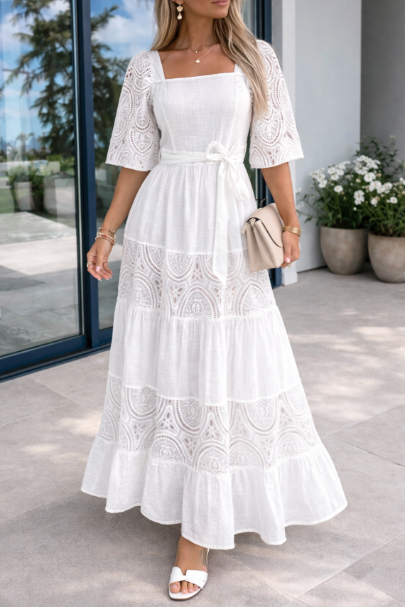 Danae — Belted A-Line Maxi Dress