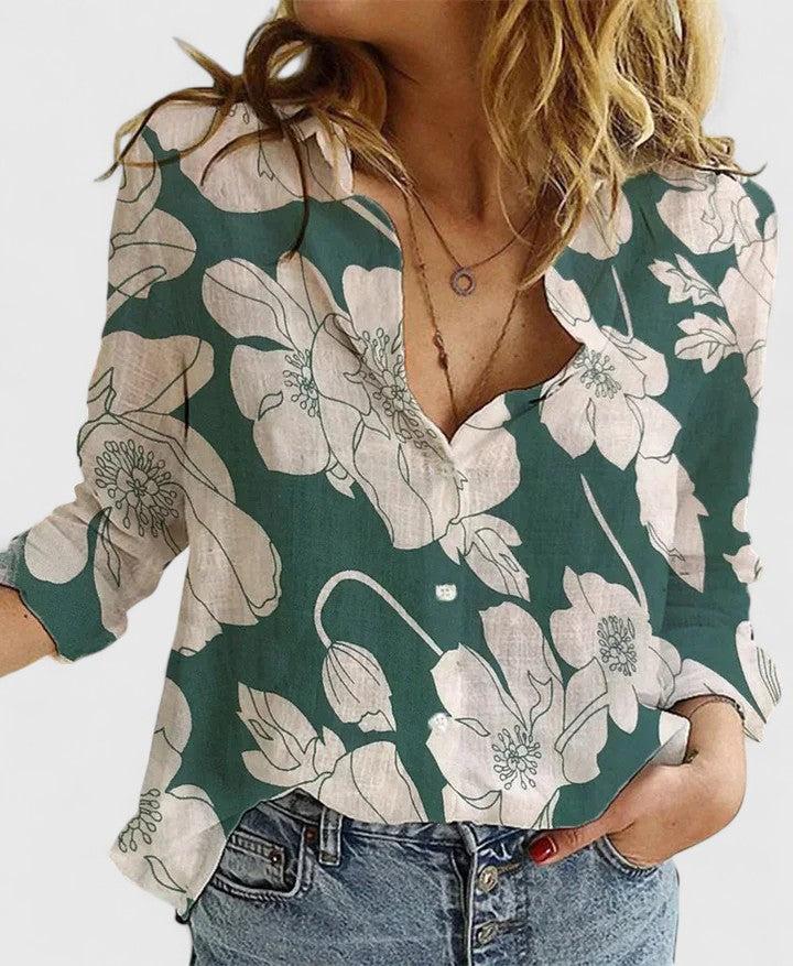 Olwen — Cotton-Linen Button-Down Blouse