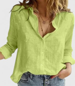 Olwen — Cotton-Linen Button-Down Blouse