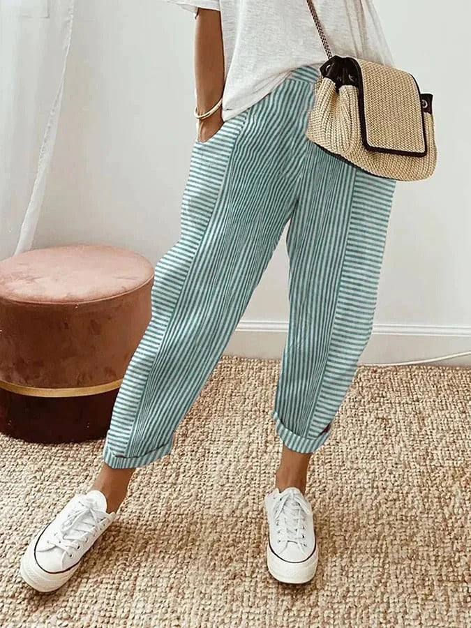 Steffi — Striped Cropped Trousers