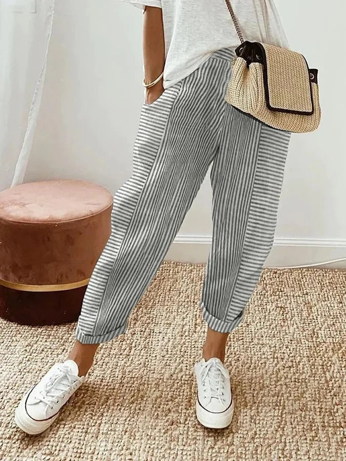 Steffi — Striped Cropped Trousers